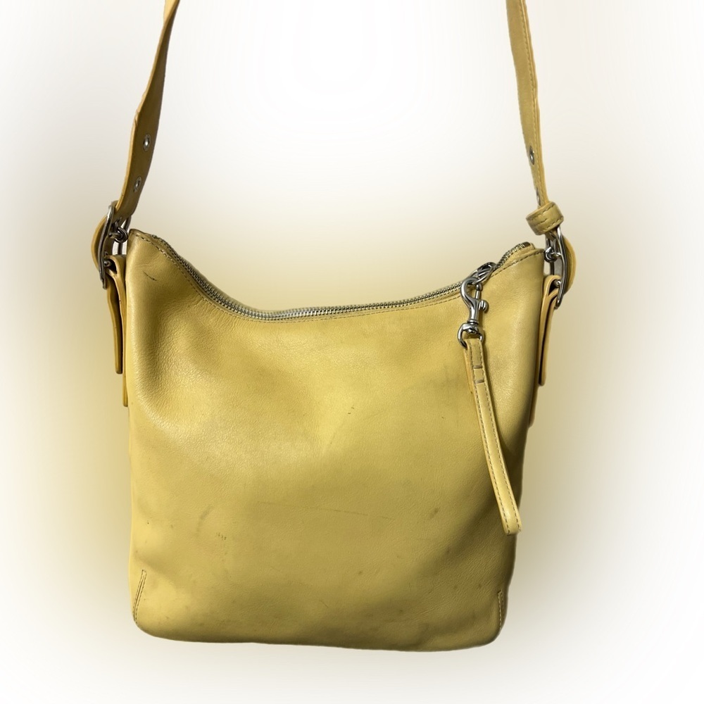 Vintage Coach #9326 Yellow Leather Shoulder Bag - Picture 5 of 12